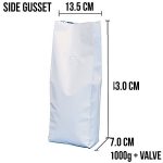 ถุงกาแฟทรง Side Gusset มีวาลว์ สีขาวด้าน​ Matte White ไซส์ 1000g