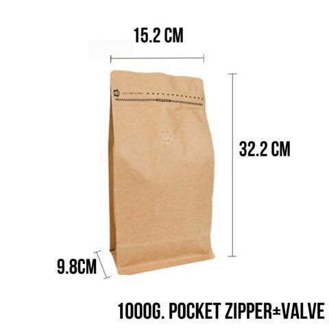 ถุงกาแฟ ซิปข้าง + วาลว์  1000g Side Pocket Zipper Coffee Bag with Valve - Image 1