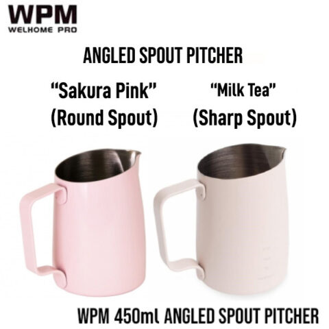 Milk Pitcher เหยือกสตีมนม WPM ขนาด 450ml (Round Angled Spout) - Sakura Pink - Image 1