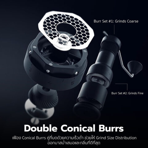 [NEW 2024!] เครื่องบดกาแฟ MOMENTEM "Dual Burr" Hand Grinder (Double Grind + Sifter) - Image 2