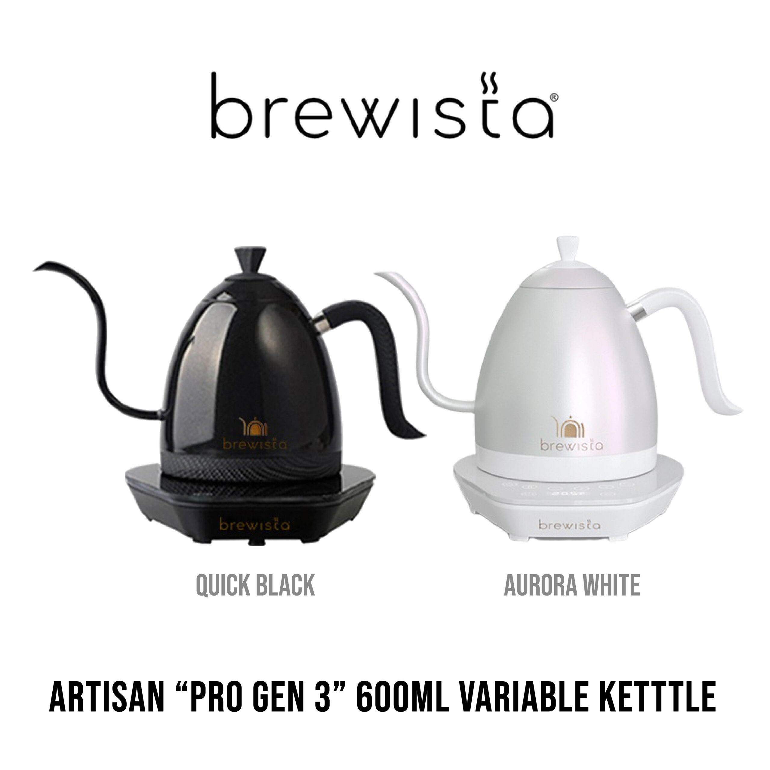 Gen3 Pro Edit 1 “PRO Gen 3” กาดริปไฟฟ้า Brewista Artisan Electric Kettle (Quicksand Black & Aurora White) 600ml. - Image 1